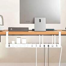 1 pieza Bandeja ajustable para gestión de cables debajo del escritorio, soporte para regleta de enchufes, organizador de cables, canal de cables oculto, organizador de cables de escritorio, estante para router y cables de datos, caja organizadora de cables, para el hogar, oficina, dormitorio, sala de estar, negro - Multicolor - Ver 15