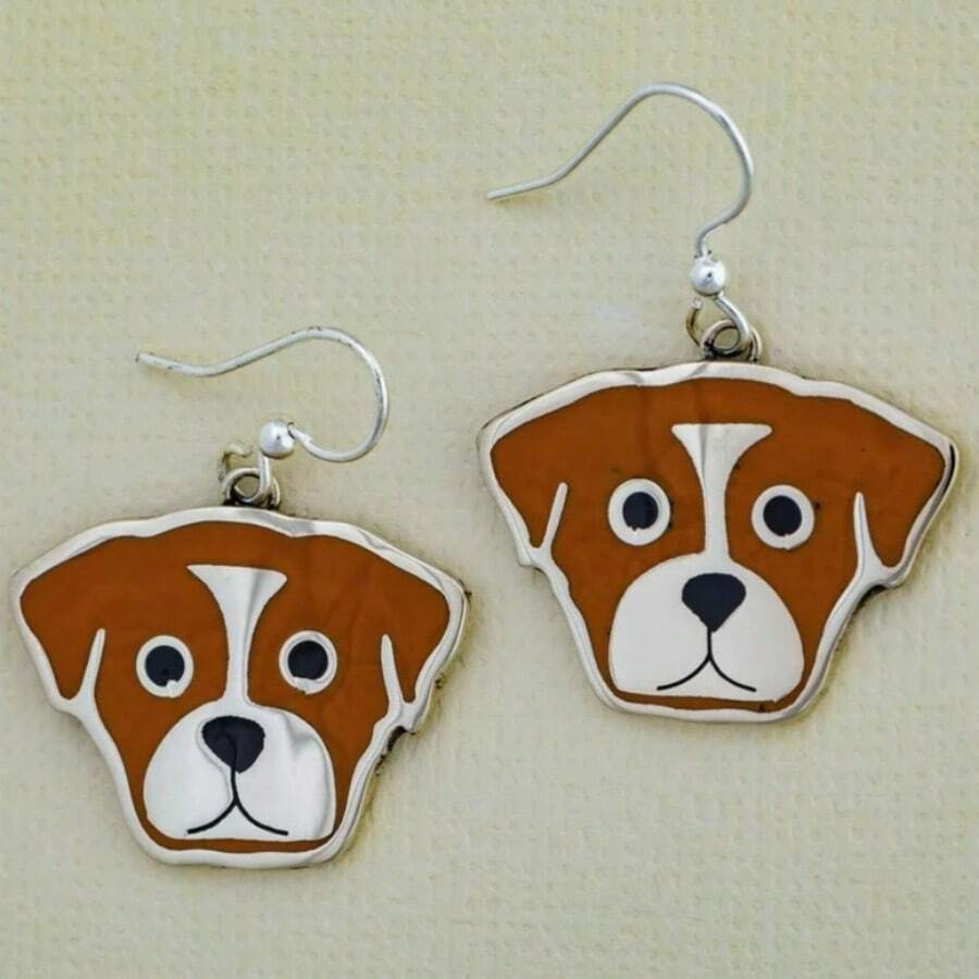 Women's Creative Silver Cartoon Dog Pendant Earrings, For Daily Casual Wear - Silver - View 1