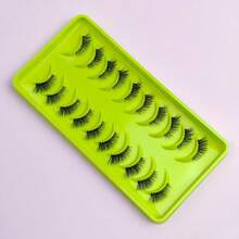 10 Pairs Half Lash Fluffy Dense False Eyelashes, Cat Eye Shaped Half False Lashes, Lightweight & Comfortable, No Irritation, For Daily & Party Eye Makeup - View 2