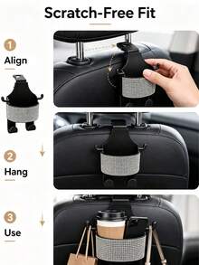 汽車座椅背多功能掛鉤，內建杯架與手機架，必備汽車配件 - B - 查看 3