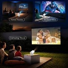 High Definition Smart Mini Projector, 50 ANSI Lumens Brightness, 180° Rotatable Portable Home Theater Projector, No Screen Required, Project On Wall For Use, Equipped With Remote Control, Suitable For Bedroom, Living Room, Office, Outdoor Camping And Home Gatherings - White - View 9