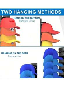 2pcs/1pc Baseball Cap Storage Rack, Wall-Mounted Hat Holder, Strong Adhesive Fixing Storage Rack, Can Hold 10 Hats At Once, Suitable For Door Panels And Cabinets, Supports Multi-Layer And Double-Layer Installation - View 7