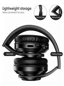 Wireless Bluetooth Gaming Stereo Headphones With RGB LED Lights - Black - View 2