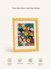 1pc Scallop Picture Frame Available In Multi Color/Size With White Mat, Wave Edge Photo Frame For Children's Gift, 11x14/8x10/6x8/5x7/4x6 Inch, Blue/Red/Yellow/Green/Black/White - Scalloped Picture Frame - View 4