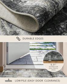 Latte&Fog Alfombras de 153 x 215 cm para Sala de Estar y Dormitorio,Moderna Abstracta Lavable, de Pelo bajo Antideslizante Estilo Boho para Sala de Estar, Oficina, Dormitorio(Negro 5x7ft) - Gris - Ver 7