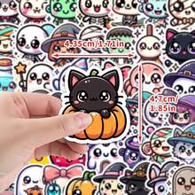 50pcs Cartoon Halloween Stickers, Holiday Graffiti Stickers, Halloween Party Decoration, Halloween Decor, Vinyl Waterproof Stickers For Water Bottles, Computers, Laptops, Phones, Luggage, Notebooks, Refrigerators - Multicolor - View 5