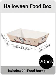 20/24/30/50/100PCS Halloween Paper Food Trays,Disposable Snack Boxes With Gothic Skull, Red Roses,Spiders And Spider Web Print On Beige, Serving Trays For Popcorn,Candy, Fries,Nachos,Hot Dogs,Cookies,Desserts, Gothic Tablescapes And Halloween Buffets - Multicolor - View 8