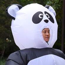 趣味動物吉祥物熊貓 Cosplay 充氣服裝套裝 成人萬聖節聖誕節節日表演服 - 彩色 - 查看 7