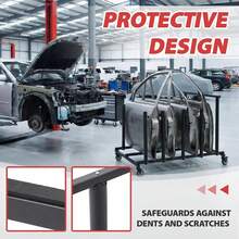4 Door Storage Rack Cart With Locking Casters & Protective Foam Padding, Automotive Mobile Bracket Holder & Stand For Garage, Warehouse & Workshop, Black - 1 - View 4