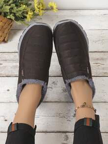 Autumn/Winter Warm Women's Shoes, Unisex Snow Boots, Slip-On Soft Sole Comfortable Casual, Size Runs Small - Brown - View 4