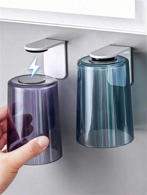 2pcs Magnetic Inverted Toothbrush Holder, Transparent Minimalist Toothbrush Cup, Home Bathroom Cup, Wall-Mounted Toothbrush Holder Storage Rack, Travel Bathroom Accessory, Space-Saving Sanitary Storage Rack For Sink/Washbasin/Dormitory Wash Area