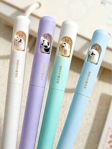 4/1pc Papa Rotating Neutral Pen, CS Pen Tip Black Gradient Color Quick-Dry Stationery, Ins Style Student Signature Pen, First Day Of School - Multicolor - View 3