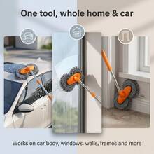 5-Piece Set (2-Section Pole + Plastic Mop Head + 2 Cloth Heads) 2 Section Dual Head Car Wash Mop, 360° Rotating Chenille Microfiber Car Cleaning Brush With Detachable Long Handle, Multi-Surface Wash Mop For Cars, SUVs, RVs & Trucks - Car Detailing Brush - View 3