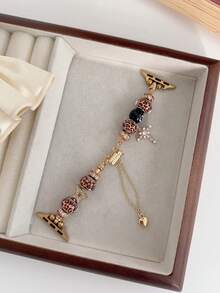MAPUCE 1PC Bohemian Style Women's Adjustable Vintage Leopard Print Beaded Pendant Bracelet Watch Band, Snowflake Star Charms, Compatible With Apple Watch 38/40/41/42/44/45/46/49mm, Suitable For Apple Watch Series Ultra/SE/11/10/9/8/7/6/5/4/3/2/1, Summer Women's Fashion Accessory (Band Only) - Gold - View 3
