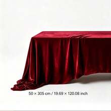 1pc Luxury Burgundy Velvet Tablecloth, Elegant Draping Fluid Table Cover, Suitable For Wedding, Christmas, Banquet And Home Dining Table Decor - Jujube Red - View 13