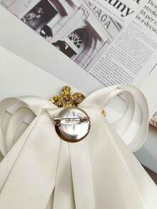 1pc Vintage Embossed Portrait Water Drop Pendant White Bow Tie Collar Accessory, Low-Key Elegant, Suitable For Office Shirts, Light Formal Wear, Daily Outfit Accessory - Apricot - View 6