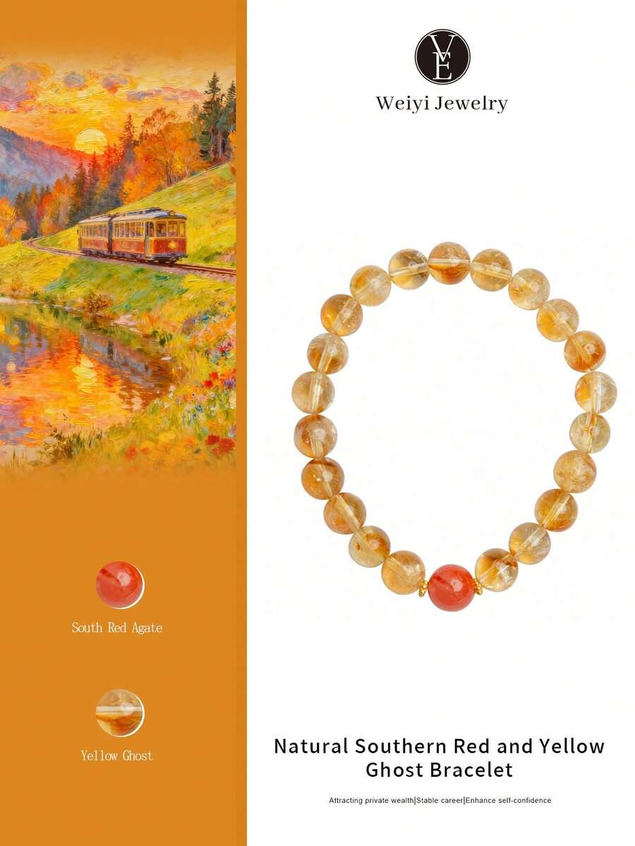 [VE]1件高品質天然黃幻影水晶手鍊，S925純銀飾品，可增強個人財富與事業運，提升自信與果斷力，促進內心平靜與安寧，適合女性日常配戴，送給朋友、姐妹、同學生日的禮物，天然珠寶隨機顏色 - 彩色 - 查看 1