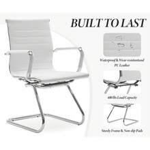 WAHSON OFFICE CHAIRS 6PCS PU Leather Office Chair Metal Frame Conference Chair For Meeting Room/Reception Area - 白色六把 - 查看 5