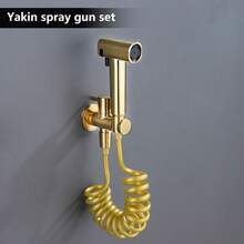 Gold Handheld Bidet Sprayer Set With Stainless Steel Angle Valve And 2m Flexible Hose, ABS Toilet Spray Gun For Bathroom Cleaning And Personal Hygiene - A - View 5
