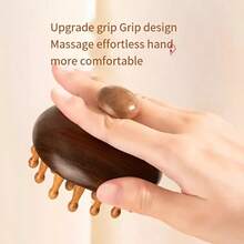 1pc/2pcs Multi-Function Wooden Therapy Massage Comb, Scalp Head Massager, Natural Sandalwood Round Tooth Gua Sha Body Massager - View 6
