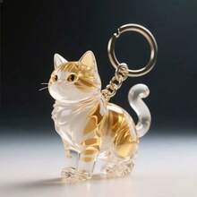 Transparent Cat-Shaped Memorial Pendant, Multiple Cute Cat Styles Available, Clear And Exquisite Shell, Can Store Pet Hair, Preserve Memories With Your Pet, Keychain, Can Be Hung On Bags, Keys, Suitable As Pet Memorial Gift - Multicolor - View 2