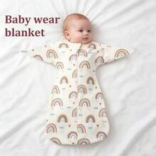 Infant Swaddle Sleeping Bag, Newborn Long Sleeve Anti-Kick Swaddle, Double Zipper Baby Printed Sleep Sack, All-Season Infant Home Swaddle, Fresh Rainbow Swan Cloud Star Multiple Patterns, Suitable For Full Month Gift, Baby Shower Gift, Baptism Gift, Christmas Newborn Gift, Soft Fabric Convenient For Nighttime Diaper Changes - Multicolor - View 2