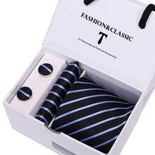 AlanKing Men's Striped Tie Set, Premium Gift Box, Suitable For Holiday And Anniversary Gifts - Color Mixing - View 11