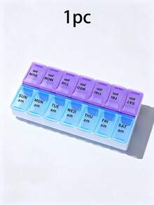 3/2/1pc Double Row 14 Compartment Medicine Box, 7-Day Large Capacity Portable Dispensing Device. Removable Partition Allows For Adjustable Medication Compartment Space. Lightweight And Compact, Suitable For Travel And Daily Outdoor Use. - Multicolor - View 7