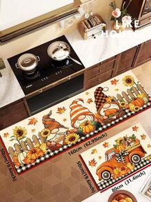 1/2pcs Autumn Thanksgiving Gnome Pumpkin Pattern Doormat, Outdoor Welcome Mat, Carpet, Autumn Floor Mat, Thanksgiving Front Door Mat - Multicolor - View 12