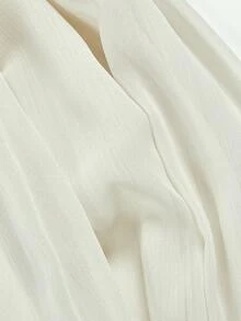Dravelle Atasan Wanita Warna Polos dari Kain Tenun dengan Hiasan Ruffle/Flounce dan Tali Ikat untuk Kencan Malam dan Pakaian Kasual, Musim Semi/Gugur - putih pucat - View 10