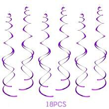 18pcs Shiny Purple Hanging Spiral Decorations, Foil-Like Plastic Swirl Garland, Suitable For Birthday, Wedding, Bridal Shower, Baptism, New Year And Party, Room, Ceiling And Wall Decoration, Party Supplies, Halloween Decoration And Christmas Decoration - Multiple Styles - View 9