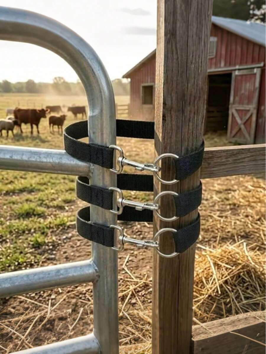 1pc Stable And Ranch Gate Latch, Horse And Sheep Pen Door Lock, Single Ring Lasso Rope Gate Hook, Heavy Duty Stable Door Bolt, Adjustable Nylon Webbing Fence Lock, Barn Fence Livestock Gate Security Fastener - A - View 1