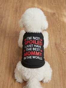 LUCKIE LABO 1pc English Slogan THE BEST MOMMY Small Red Heart Fun Pattern Pet Vest, Physical Flea Protection, Reduces Shedding, Insulated And Breathable, Suitable For Large And Small Dogs And Cats, Indoor And Outdoor - Multicolor - View 6