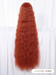 Topshe Copper Red 45 Inch Extra Long Curly Synthetic Wig With Bangs, Burnt Orange Wavy Soft Heat-Resistant Full Head Wig, Suitable For Women Halloween Cosplay Party Daily Wear, Perfect Choice For Lolita Style - Multicolor - View 6