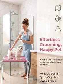 1/5pcs Grooming Pet Bath Stand Mesh Bathing Station Foldable Metal Structure With Quick Surface And Strap Suitable For Pet Washing Maintenance Travel Grooming, Foldable Metal Structure With Quick Surface And Strap, For Pet Washing Maintenance - Multicolor - View 3