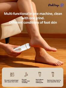 PinkSings Electric Foot Callus Remover & Foot Care Set - 2-Speed Rechargeable Foot File With 5 Grinding Heads, Suitable For Cracked Heels, Dead Skin And Thick Toenails, Includes Heel Scraper And Nail Grinding Head - Multicolor - View 7
