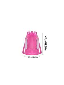 1pc Large Capacity Mesh Beach Toy Bag, Breathable Drawstring Backpack, Colorful Summer Storage Bag For Pool, Outdoor Sports, Swimming Accessories, Camping, Beach Essentials, Shell Collecting, Beach Toys, Toy Storage Organizer, Cruise Travel Must-Have - A - View 5