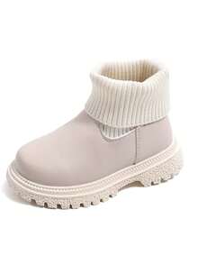 1 Pair Girls' Soft Sole Fashion Versatile Non-Slip Casual Flat Ankle Boots - Beige - View 5