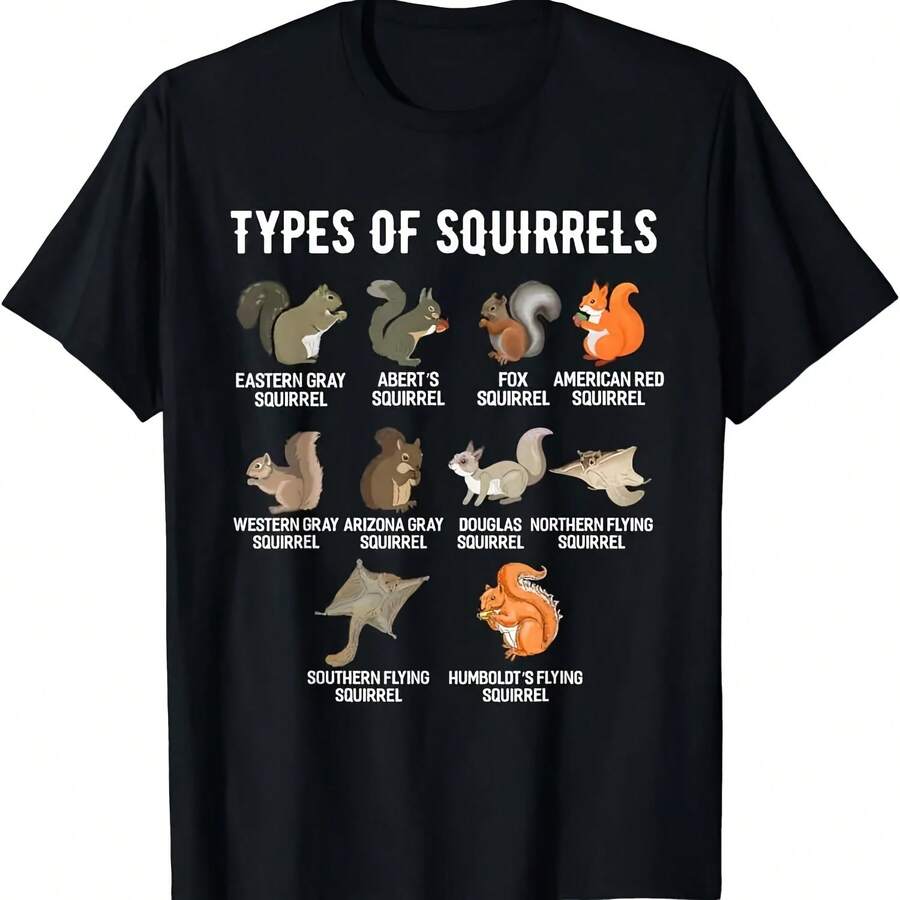 Types Of Squirrels Funny Squirrel T-Shirt - 款式 - 查看 1