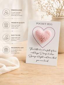 Personalized Pocket Hug Heart Card With Custom Text, Tiny Knitted Heart Keepsake. Sweet Comforting Gift For Long Distance Friends, Family And Partners, Ideal Encouragement Souvenir For Every Meaningful Moment. - Multicolor - View 8