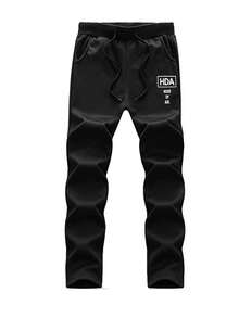 Conjunto de 2 piezas de chaqueta con capucha de apertura frontal y pantalones casuales para hombre, múltiples bolsillos prácticos, forro de felpa, adecuado para uso casual diario en invierno - Negro - Ver 5