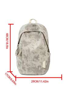Dedoo Zipper Letter Embroidery Large Capacity Student Backpack, Simple Campus Style School Bag, Suitable For School And University Campus - Beige - View 2