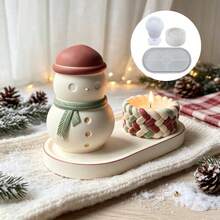 SILIKE LUFEI Clay Silicone Mold 4pcs Christmas Snowman Storage Box & Hemp Rope Candle Holder & Oval Tray Set Decor Mold, Suitable For Making Resin, Gypsum, Candle, Aromatherapy Products, Home Decor Display Silicone Mold - Silicone Mold - View 1