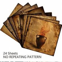 24pcs Dark Academia Alchemy Paper, Vintage Occult Potion Bottle Scrapbooking Cardstock, Mystical Glowing Liquid Craft Paper For Aesthetic Collage, Gothic Journaling, And Ephemera Collection. - Square - View 5