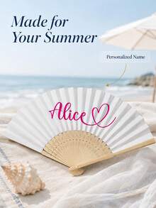 2pcs Personalized Colorful Fans, Vintage Curved Font, With Storage Bag, Customizable With Any Text, Name Or Quote, Business, Wedding Or Event Gift, Suitable For Wedding, Tea Party, Bridesmaid, Wedding Party, Teacher's Day, Halloween - Multicolor - View 1