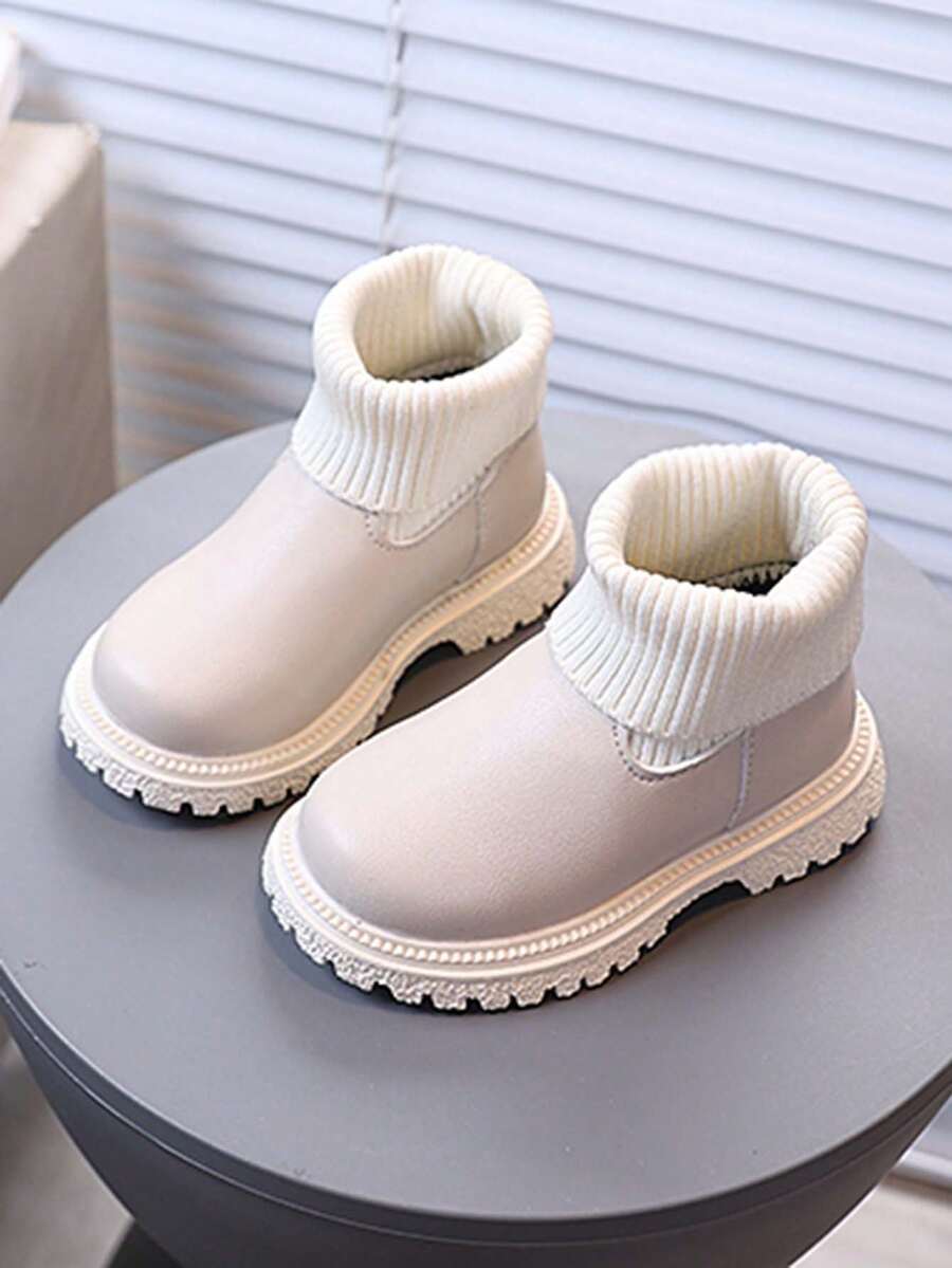 1 Pair Girls' Soft Sole Fashion Versatile Non-Slip Casual Flat Ankle Boots - Beige - View 1
