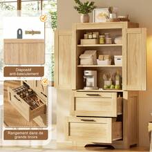 Natural MDF Sideboard, Credenza - 60x30x128cm - Natural - View 10