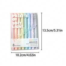 16pcs Soft Color Fluorescent Markers, 8 Colors, Axe-Shaped Ultra-Soft Tip, Quick-Drying Ink, Suitable For Textbook Highlighting, Planner Marking, Art Painting - Sets - View 6