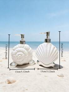 4件/2件/1件 隨機款式海洋主題白色貝殼海星造型塑膠皂液器，銀色按壓泵可補充式浴室沐浴露洗髮精分裝瓶，皂液器空瓶，洗手液分裝瓶，清新INS海灘浴室檯面裝飾瓶，沿海風格家居裝飾 - 海星系列 - 查看 11