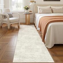 Alfombra de pasillo antideslizante para dormitorio, alfombra lavable con reverso de goma - Alfombra suave de pelo corto para cocina, lavandería, baño (61 x 244 cm, beige/marfil) - Beis - Ver 4